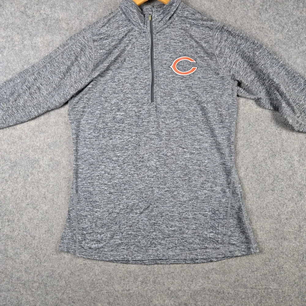 Nike Chicago Bears Pullover Womens Medium Gray 1/4 Zip Dri-Fit NFL Training